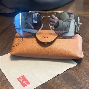 Ray-Ban Men's Aviator Sunglasses - Gold Frame with Blue Lenses